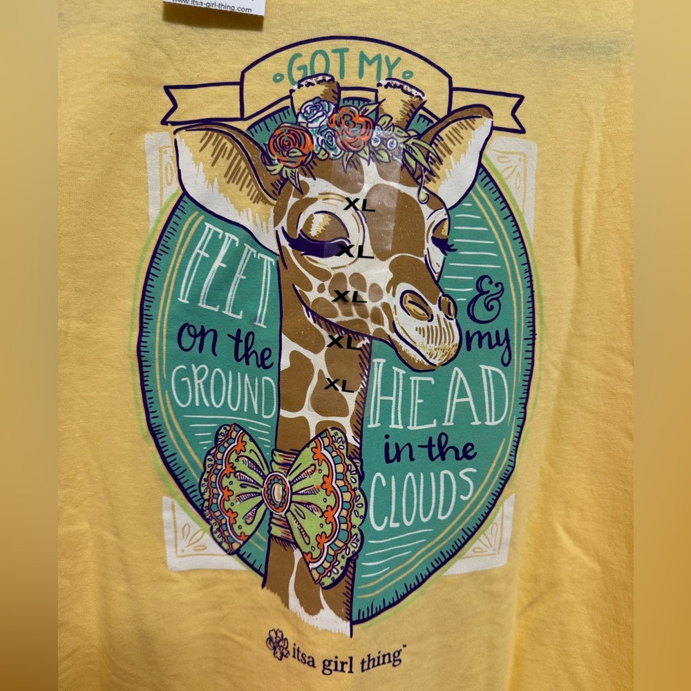 NWT Its a girl thing short sleeve yellow tshirt XL